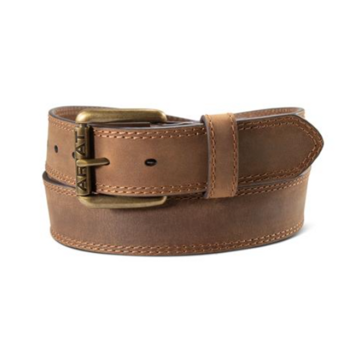 Ariat Men's Double Stitch 1.5" Leather Belt Belts & Suspenders Ariat Medium Brown 32