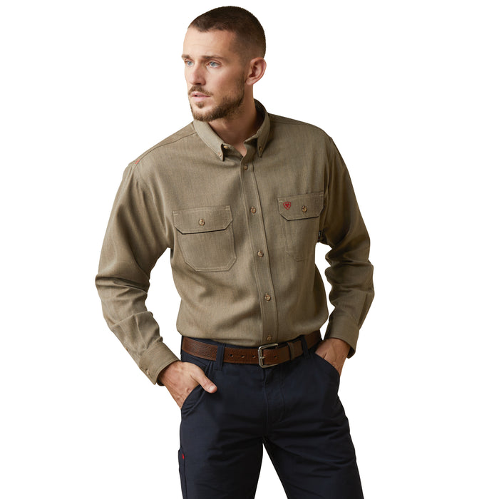 Ariat Men's FR Air Inherent Long Sleeve Work Shirt Work Shirts Ariat Khaki Heather 2XL Reg