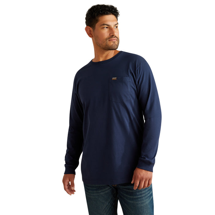 Ariat Men's Rebar Cotton Strong Standard Pocket T-Shirt Long Sleeve T-Shirts Ariat Navy 2XL Reg