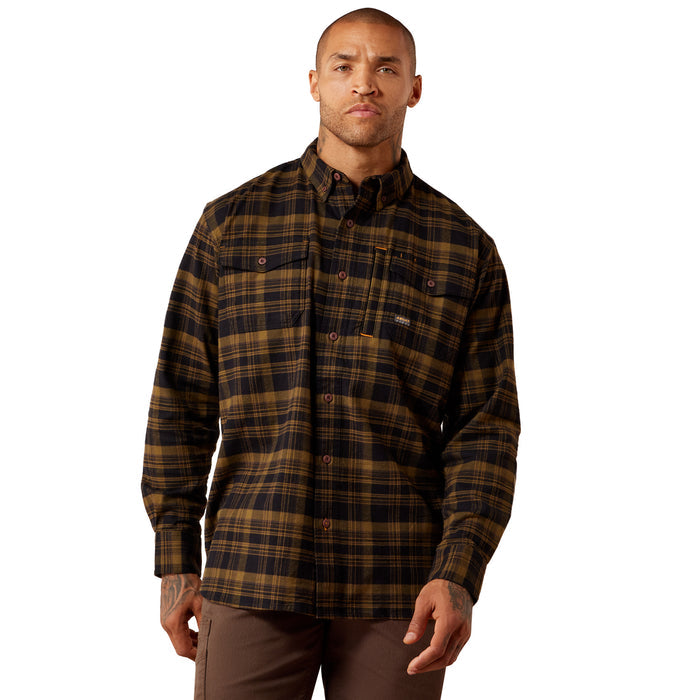 Ariat Men's Rebar Flannel Durastretch Long Sleeve Work Shirt Work Shirts Ariat Military Olive 2XL Reg