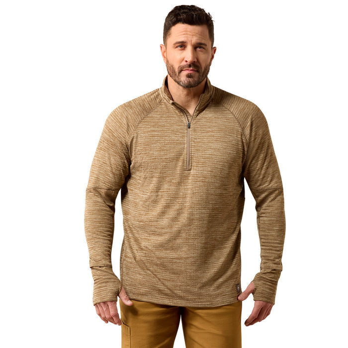 Ariat Men's Rebar Gridwork Baselayer 1/4 Zip Long Sleeve T-Shirt Long Sleeve T-Shirts Ariat Caribou 2XL Reg