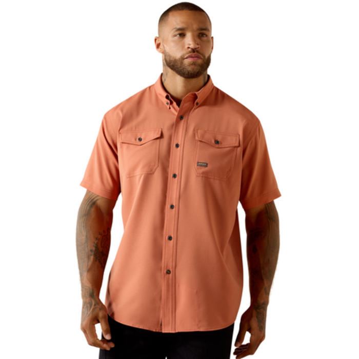 Ariat Men's Rebar Made Tough VentTEK DuraStretch Work Shirt Work Shirts Ariat Burnt Brick 2XL Reg