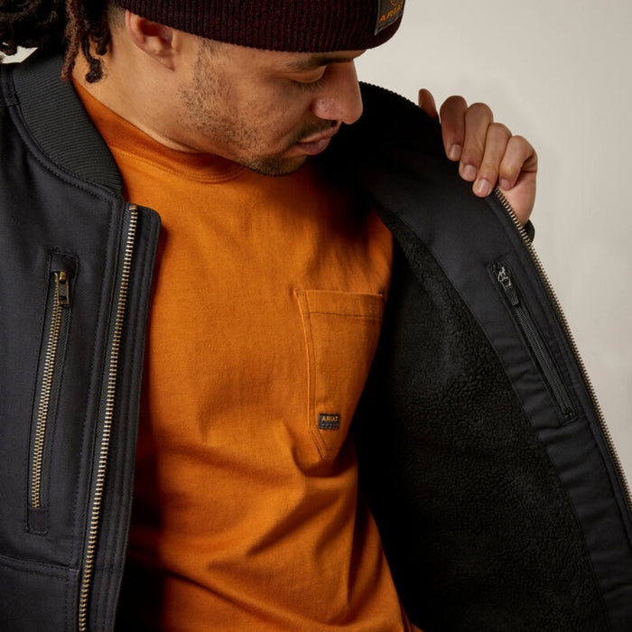 Ariat Men's Rebar Stretch Canvas Zip Bomber Jacket Jackets & Coats Ariat