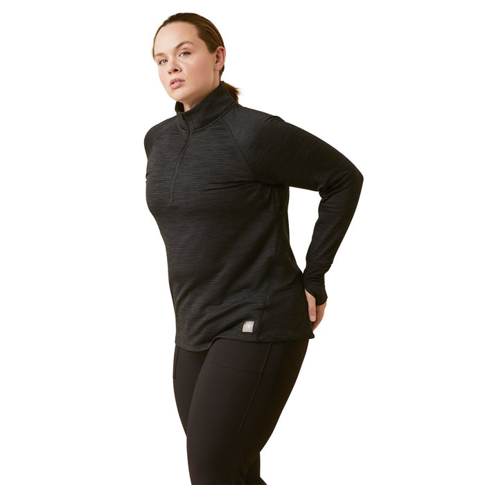 Ariat Women's Rebar Gridwork 1/4 Zip Baselayer Work Shirts Ariat Black 1XL Plus