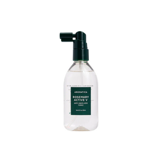 AROMATICA Rosemary Active V Anti-Hair Loss Tonic is a refreshing scalp treatment with Rosemary Leaf Oil and Menthol to energize and cool the scalp. It contains Salicylic Acid and Caffeine to support healthier hair growth and strengthen follicles. The tonic also includes Hydrolyzed Proteins and nourishing oils like Coconut, Jojoba, and Sunflower Seed Oils to strengthen and nourish hair. Biotin and Vitamin C boost hair health, while Cedarwood, Eucalyptus, and Lavender essential oils help maintain