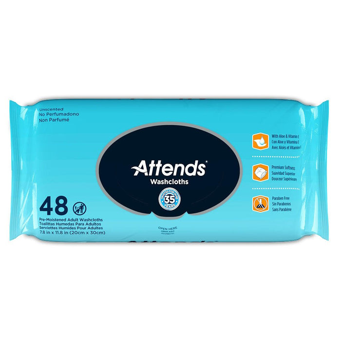 Attends Unscented Washcloths - WCU48-Pack - LL Medico