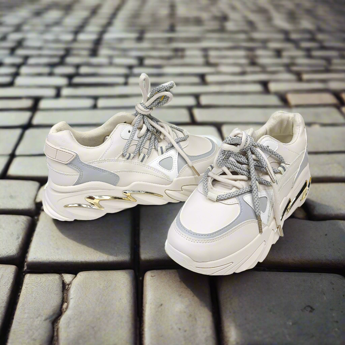 Beige Chunky Sneakers - Maha fashions -