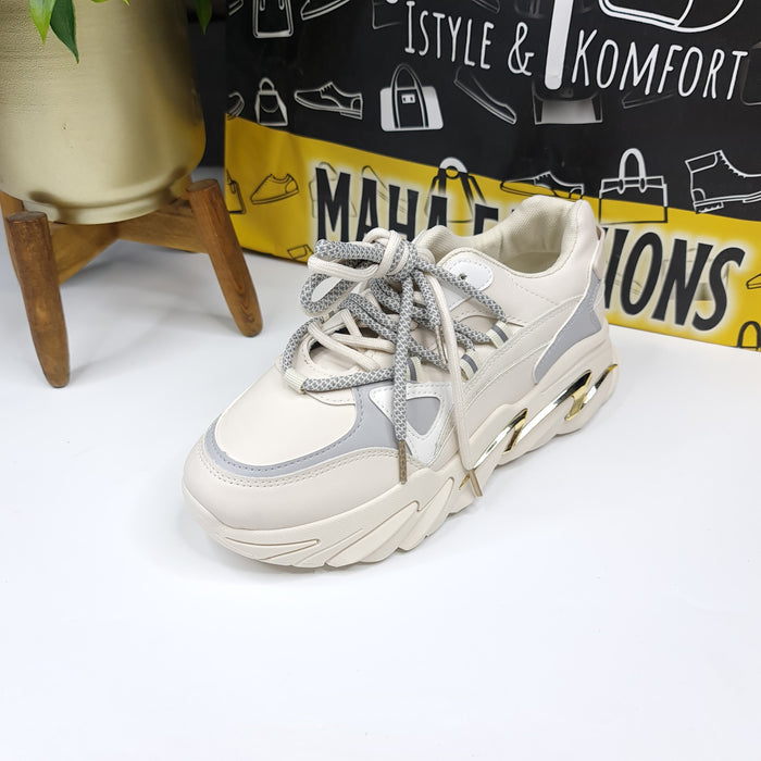 Beige Chunky Sneakers - Maha fashions -