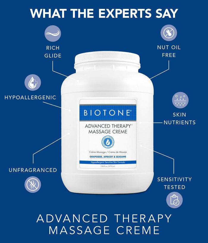 Biotone Advanced Therapy Massage Creme, Grapeseed, Apricot & Sesame, 128 fl oz