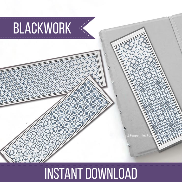 Blackwork Shading Bookmarks Blackwork Pattern by Peppermint Purple