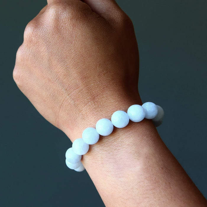 blue calcite bracelet on wrist