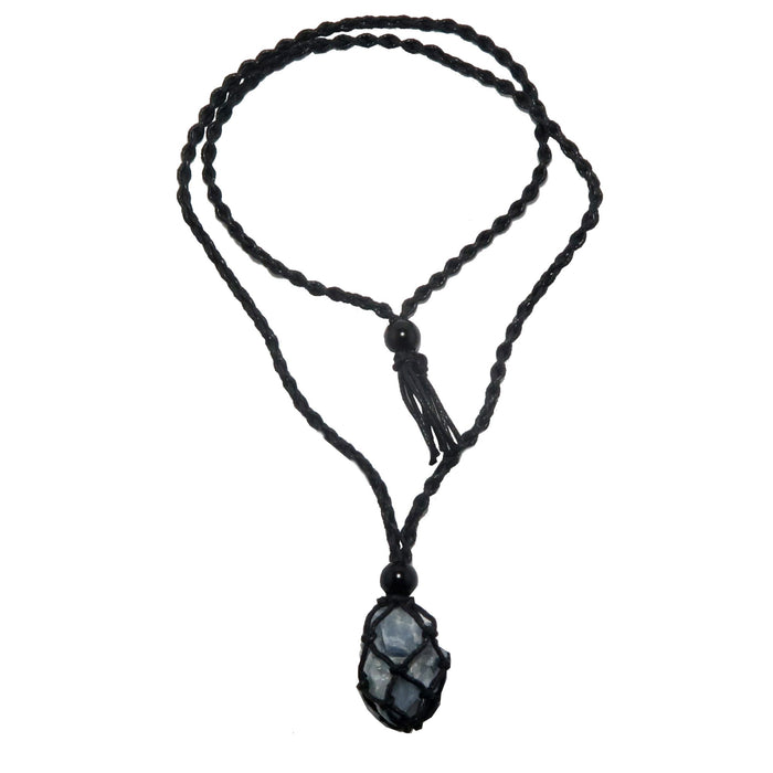 blue calcite macrame necklace