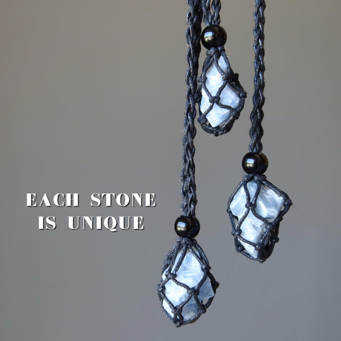 blue calcite macrame necklaces