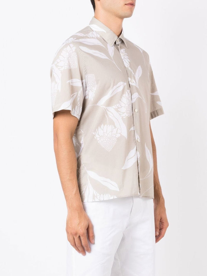 BOSS Floral Short-sleeved Shirt Light Beige - MAISONDEFASHION.COM