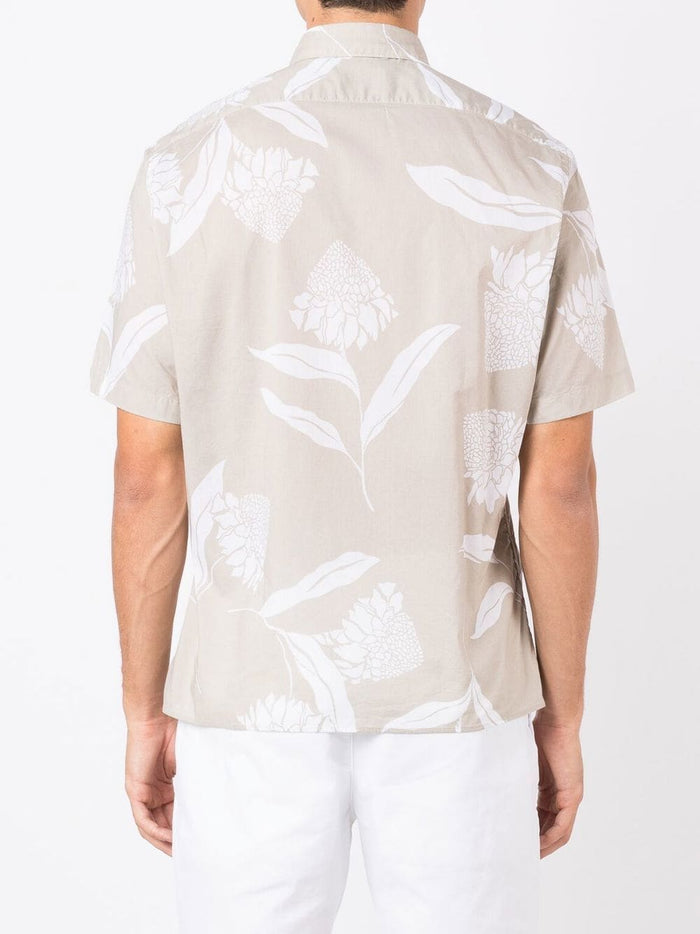BOSS Floral Short-sleeved Shirt Light Beige - MAISONDEFASHION.COM