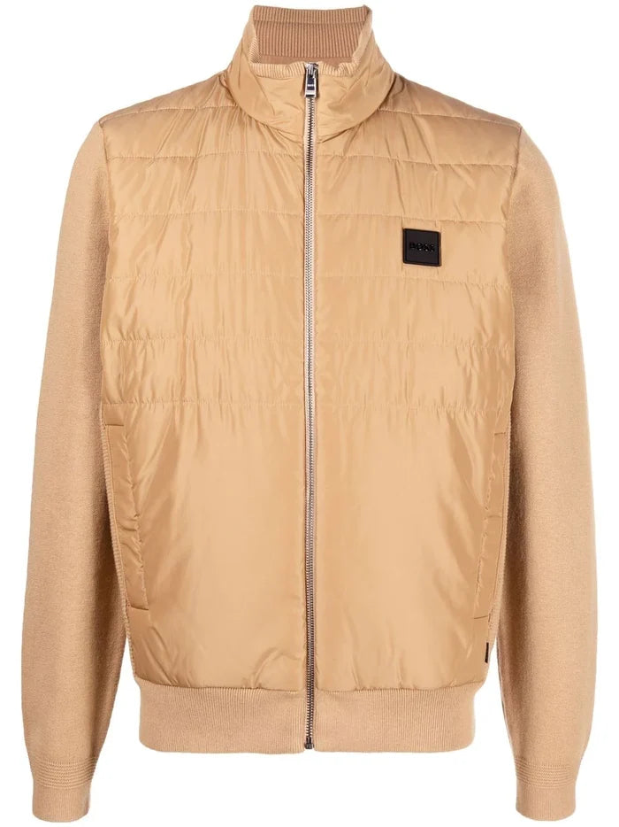 BOSS Logo-patch Padded Bomber Jacket Medium Beige - MAISONDEFASHION.COM