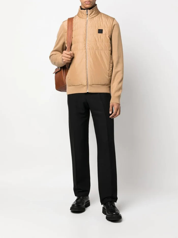 BOSS Logo-patch Padded Bomber Jacket Medium Beige - MAISONDEFASHION.COM