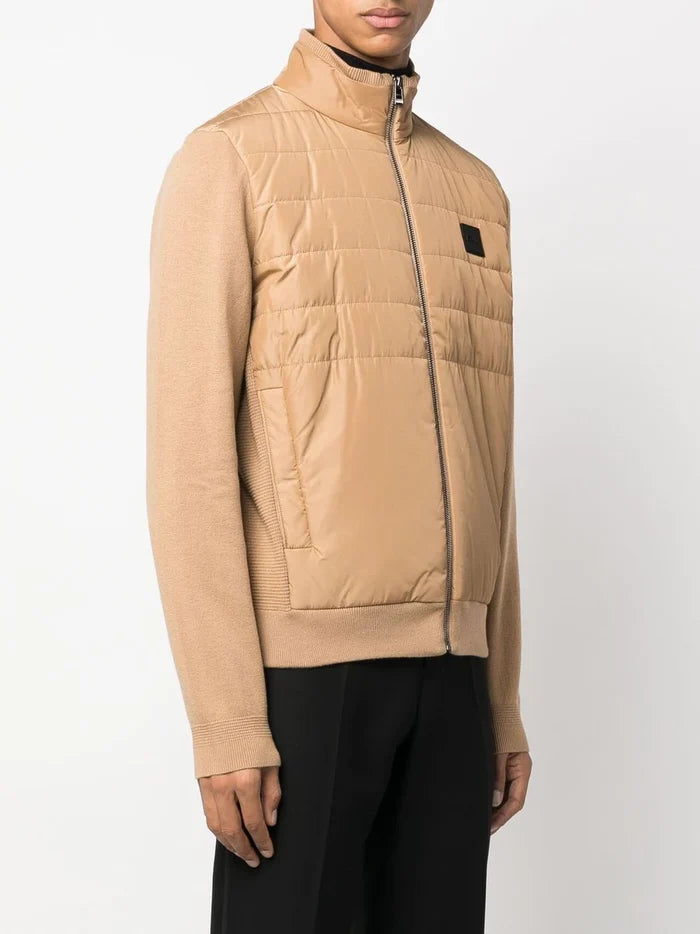 BOSS Logo-patch Padded Bomber Jacket Medium Beige - MAISONDEFASHION.COM