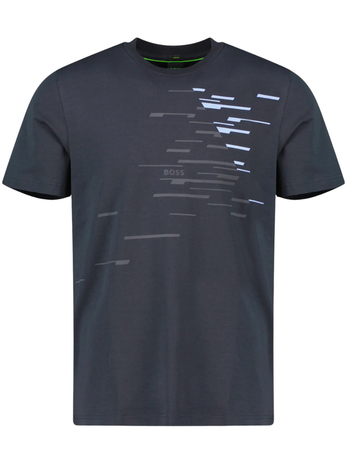 BOSS MEN Striped Crew-neck T-shirt Dark Blue - MAISONDEFASHION.COM