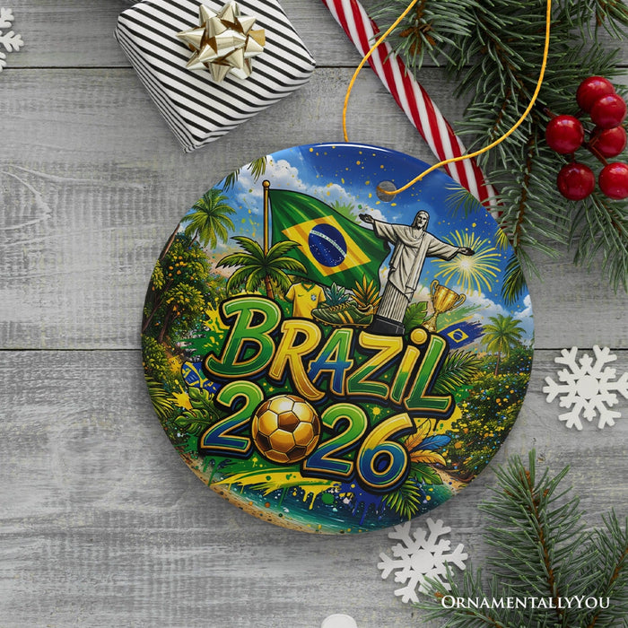 Brazil 2026 Soccer Cup Global Championship Ornament, Fans Football Gift and Tree Decor Ceramic Ornament OrnamentallyYou
