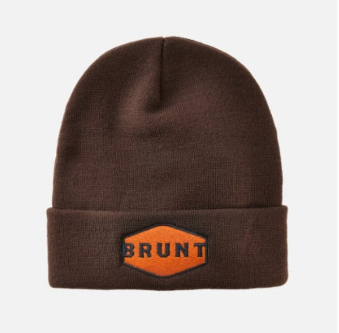 BRUNT Men's Cuffed Embroidered Logo Acrylic Beanie Hats & Caps BRUNT Brown OS