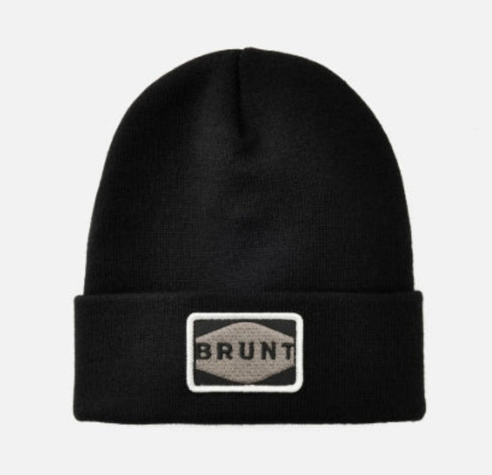 BRUNT Men's Cuffed Embroidered Logo Acrylic Beanie Hats & Caps BRUNT Black OS