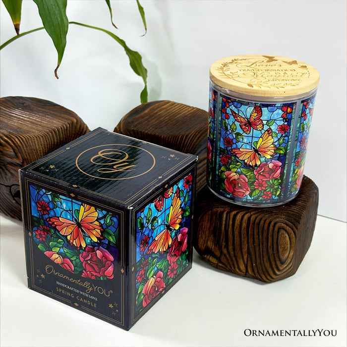 Butterfly Faux Stained Glass LED Tea Light Candle, Sentimental Tabletop Spring Decor With Soft Glow Candles OrnamentallyYou