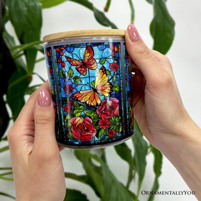 Butterfly Faux Stained Glass LED Tea Light Candle, Sentimental Tabletop Spring Decor With Soft Glow Candles OrnamentallyYou