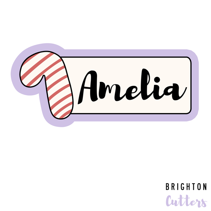 Candy Cane Name Plaque Cookie Cutter