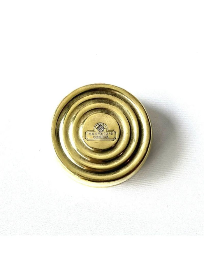 Captain’s Choice Brass Lather Bowl Commander underside with logo stamp