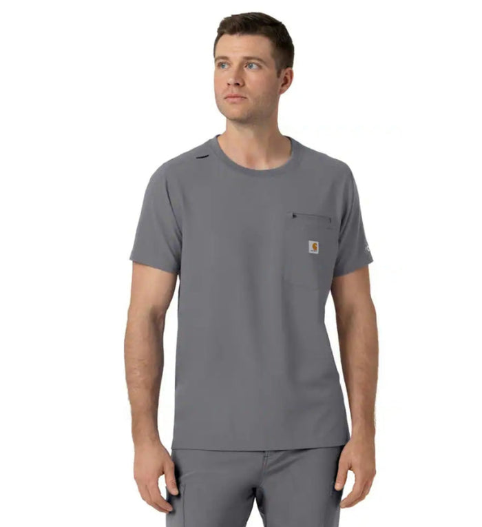 Carhartt Men's Cross Flex Crewneck Pocket Short Sleeve Scrub Top Scrubs Carhartt Pewter 2XL Reg
