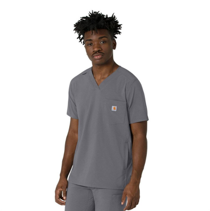 Carhartt Men's Force Cross Flex V-Neck Scrub Top Scrubs Carhartt Pewter 2XL Reg