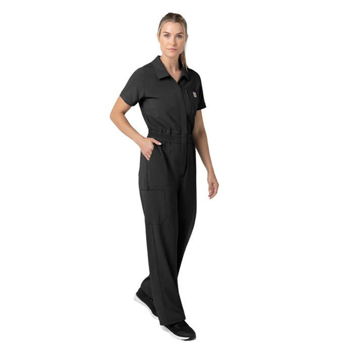 Carhartt Women's Force Cross-Flex Short Sleeve Scrub Coverall Scrubs Carhartt Black 2XL Reg