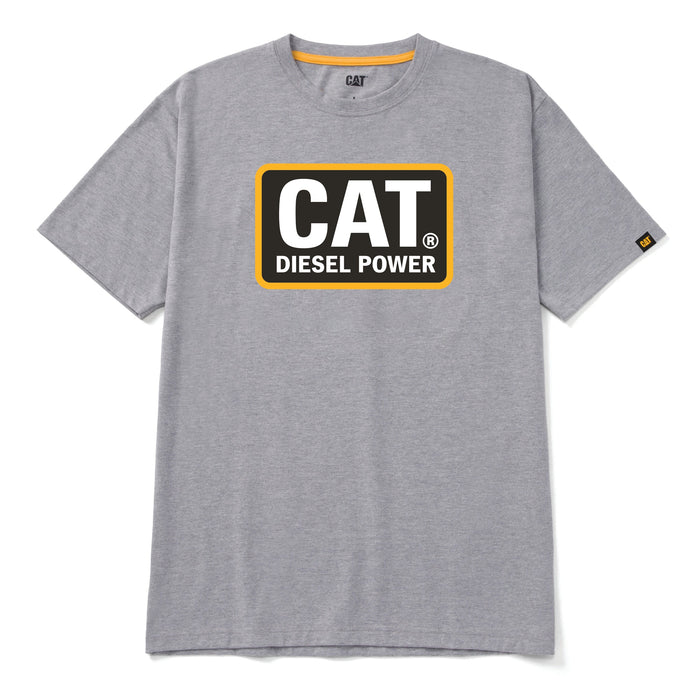 CAT Men's Diesel Power Graphic Short Sleeve T-Shirt T-Shirts CAT Heather Grey/Yellow 2XL Reg