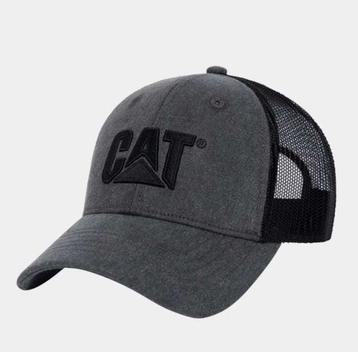 CAT Pigment Dye Logo Meshback Snapback Cap Hard Hats & Accessories CAT Black OS