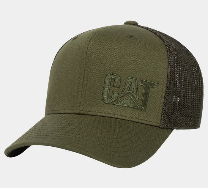 CAT Trademark Flexfit® Trucker Hat Hats & Caps CAT Army Moss OS