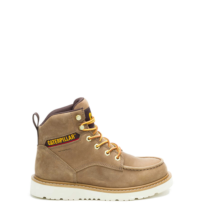 CAT Women's Reclaimer Wedge 6" Waterproof Moc Toe Work Boot Work Boots CAT Sand 10 M
