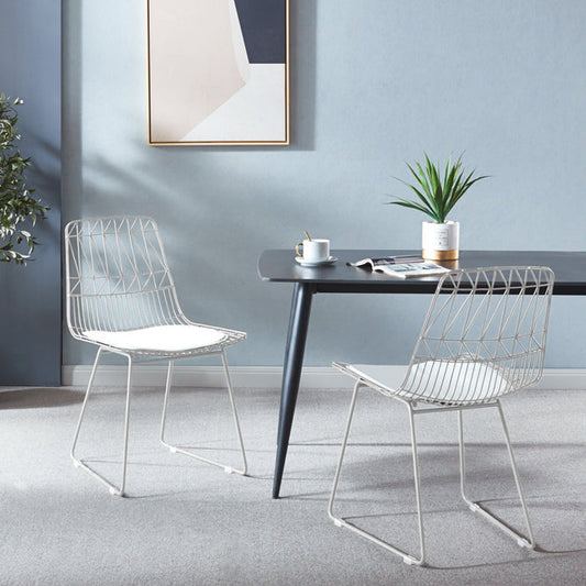 Chaise de salle à manger en métal avec coussin d'assise en cuir PU (lot de 2)
