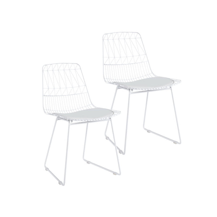 Chaise de salle à manger en métal avec coussin d'assise en cuir PU (lot de 2)