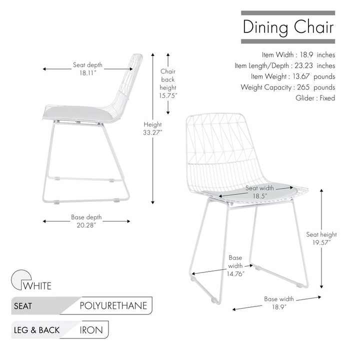Chaise de salle à manger en métal avec coussin d'assise en cuir PU (lot de 2)