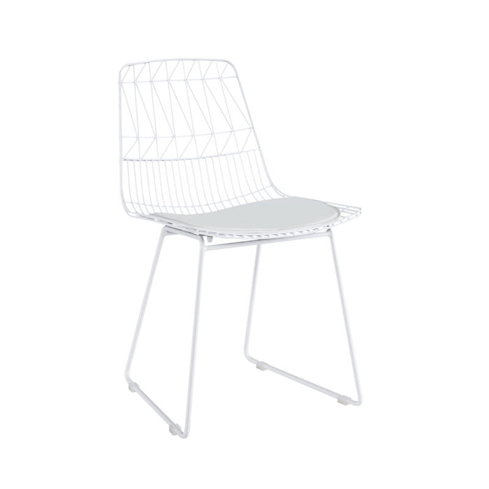 Chaise de salle à manger en métal avec coussin d'assise en cuir PU (lot de 2)