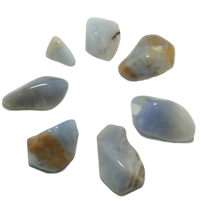 7 blue chalcedony tumbled stones