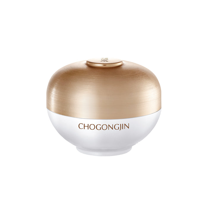 A jar of Chogongjin Sulbon Jin Dark Spot Correcting Cream with a gold-colored lid and white body, labeled in English.