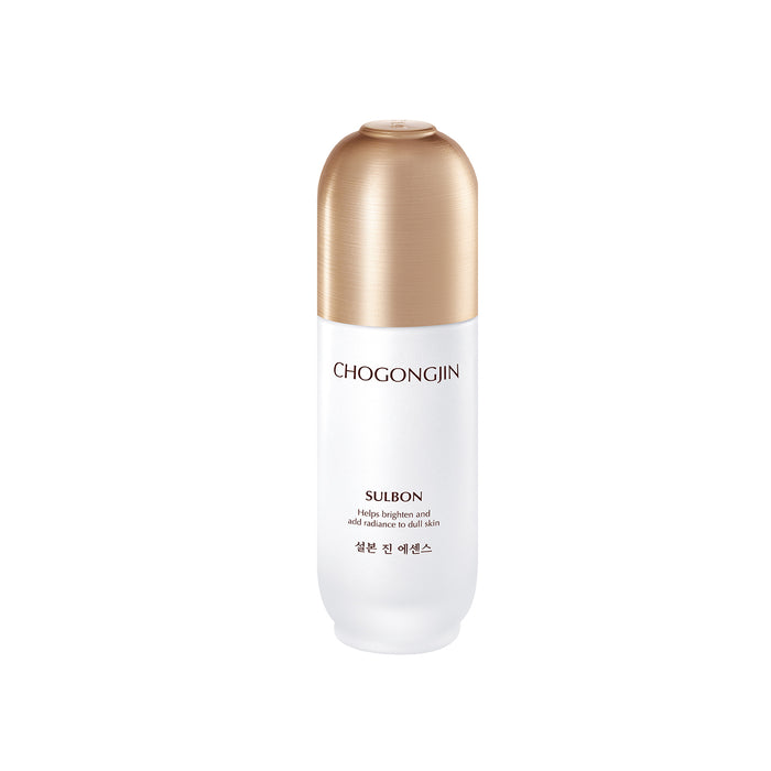 A bottle of Chogongjin Sulbon Jin Essence with a white body and a gold-colored cap, labeled in Korean and English.