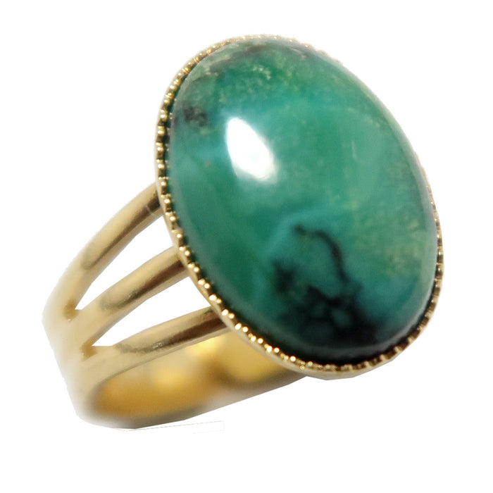 gold chrysocolla ring