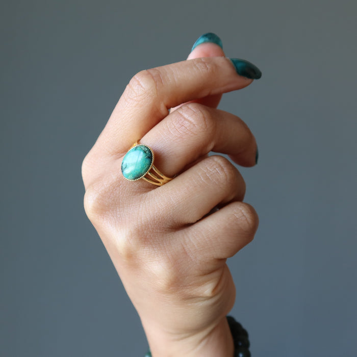 gold chrysocolla ring