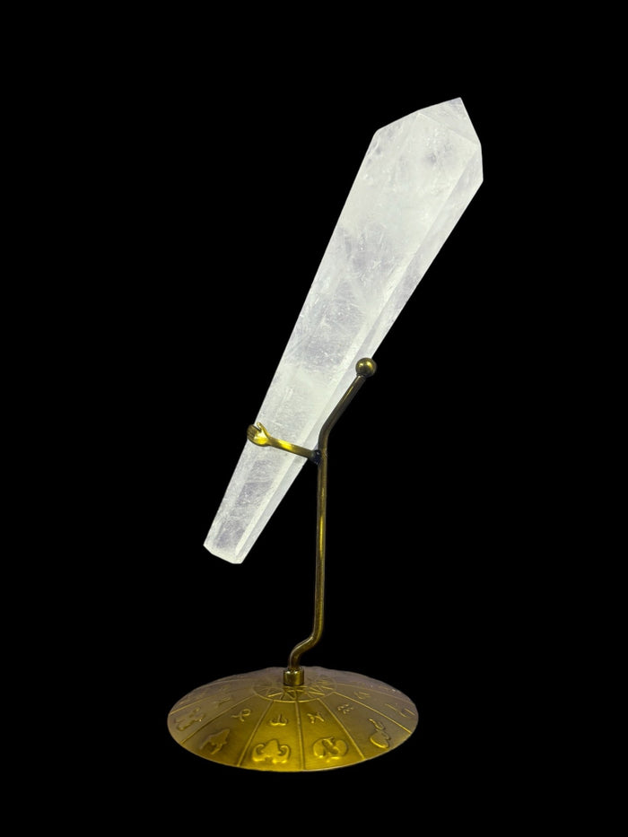 Clear Quartz (High Quality) Crystal Scepter with Zodiac Stand - Raven's Cauldron