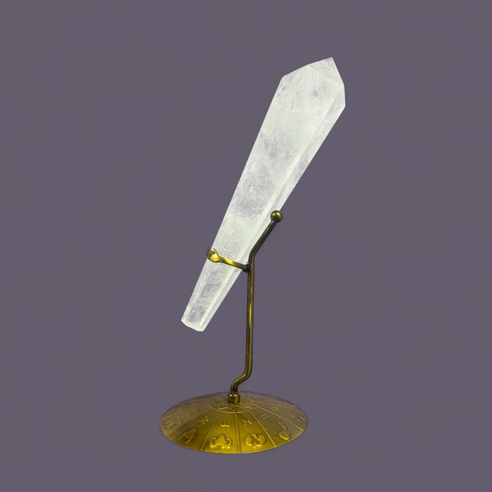 Clear Quartz (High Quality) Crystal Scepter with Zodiac Stand - Raven's Cauldron