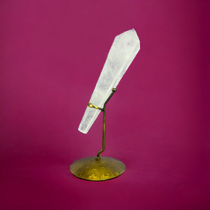Clear Quartz (High Quality) Crystal Scepter with Zodiac Stand - Raven's Cauldron