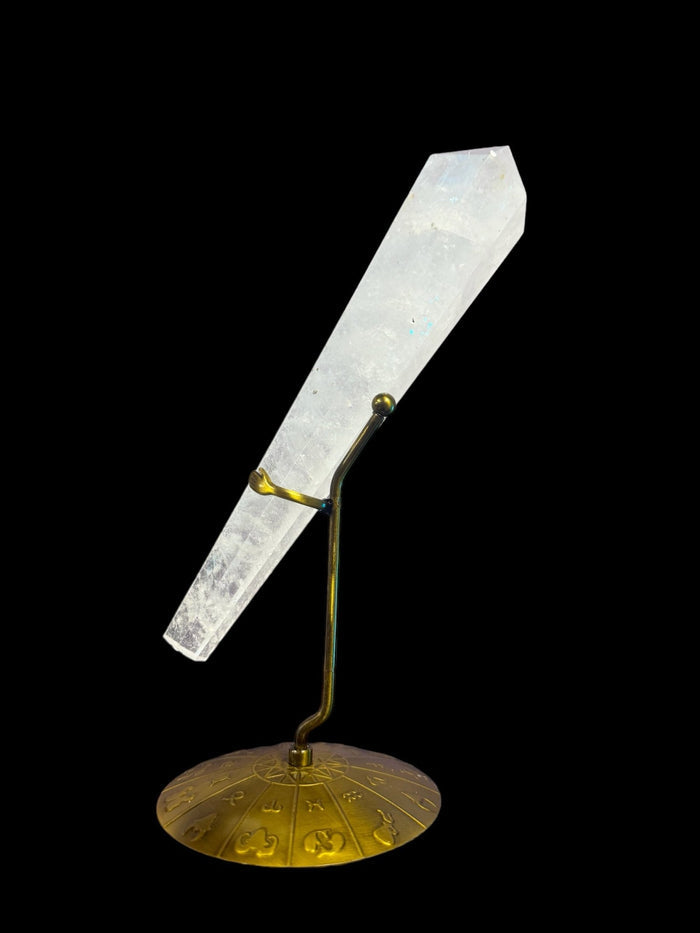 Clear Quartz (High Quality) Crystal Scepter with Zodiac Stand - Raven's Cauldron